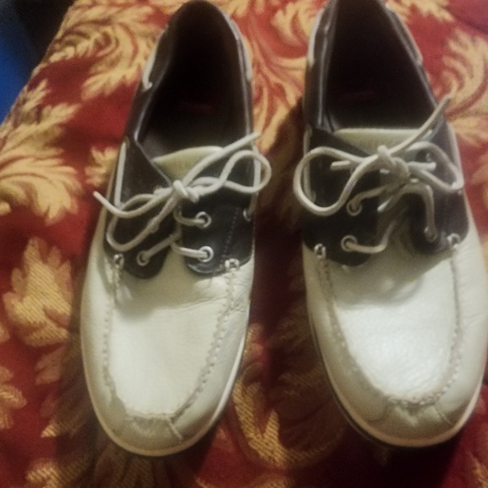 Men's  Helly Hansen shoes size 12, oyster and dark brown boat shoes